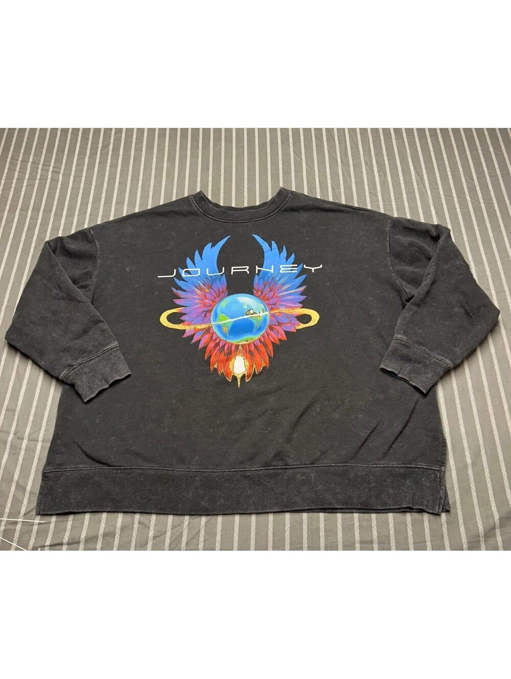 VINTAGE Journey Band Graphic Black OX (14W) Adult Crew Neck sweatshirt